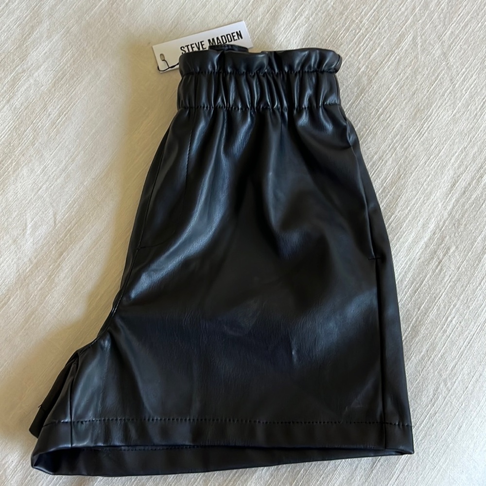 Steve Madden pleather elastic waist shorts.